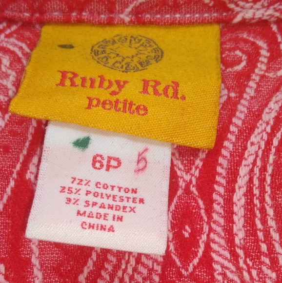 Ruby Rd, Petite Jacket Button down  red and white - Picture 2 of 7
